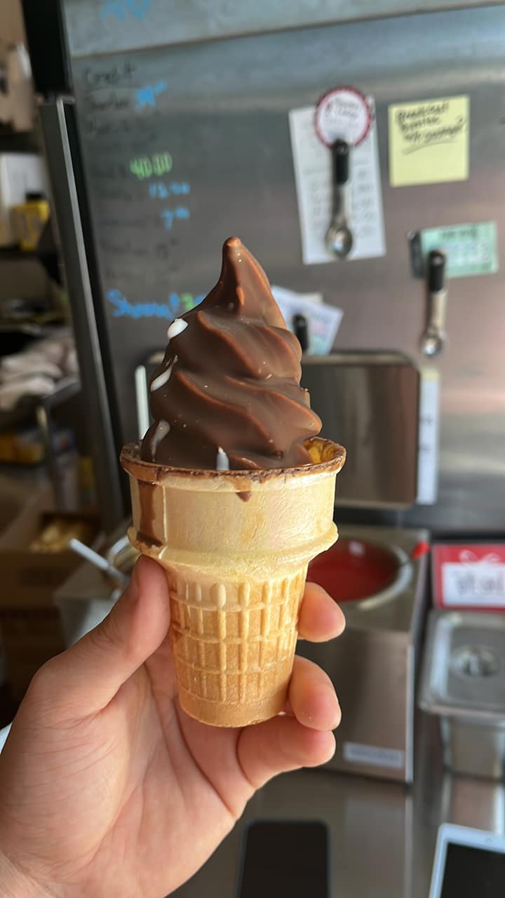 Chocolate soft serve cone from Fog Hill